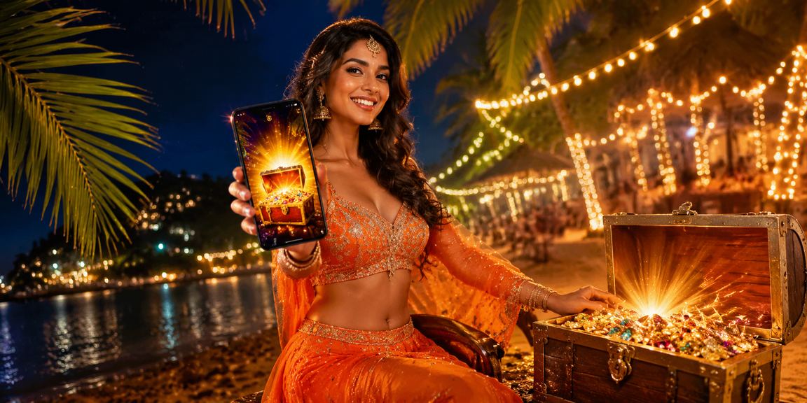 Player enjoying Andar Bahar on mobile beachside in India